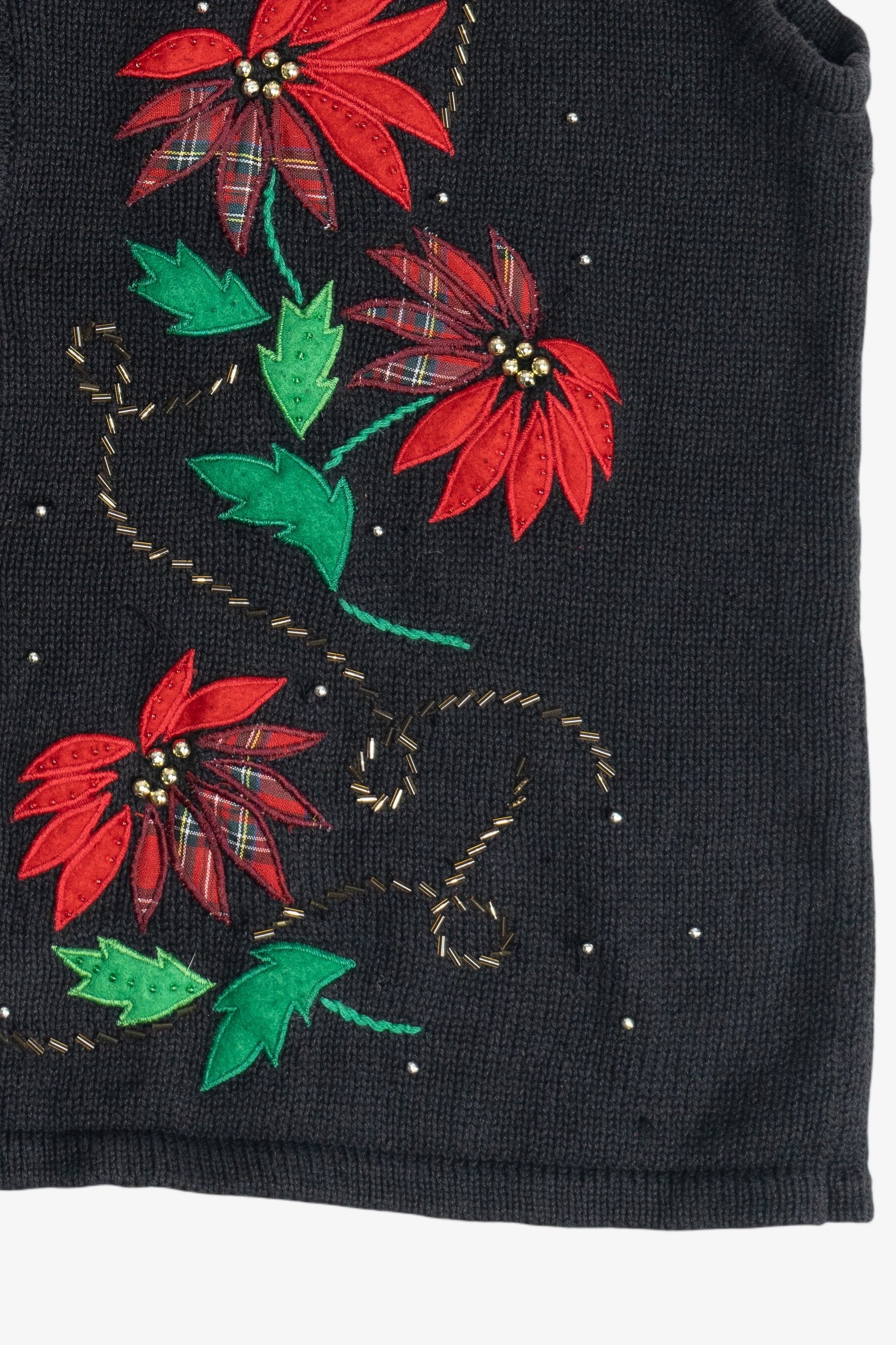 Vintage Bobbie Brooks Poinsettias Ugly Christmas Vest (1990s)