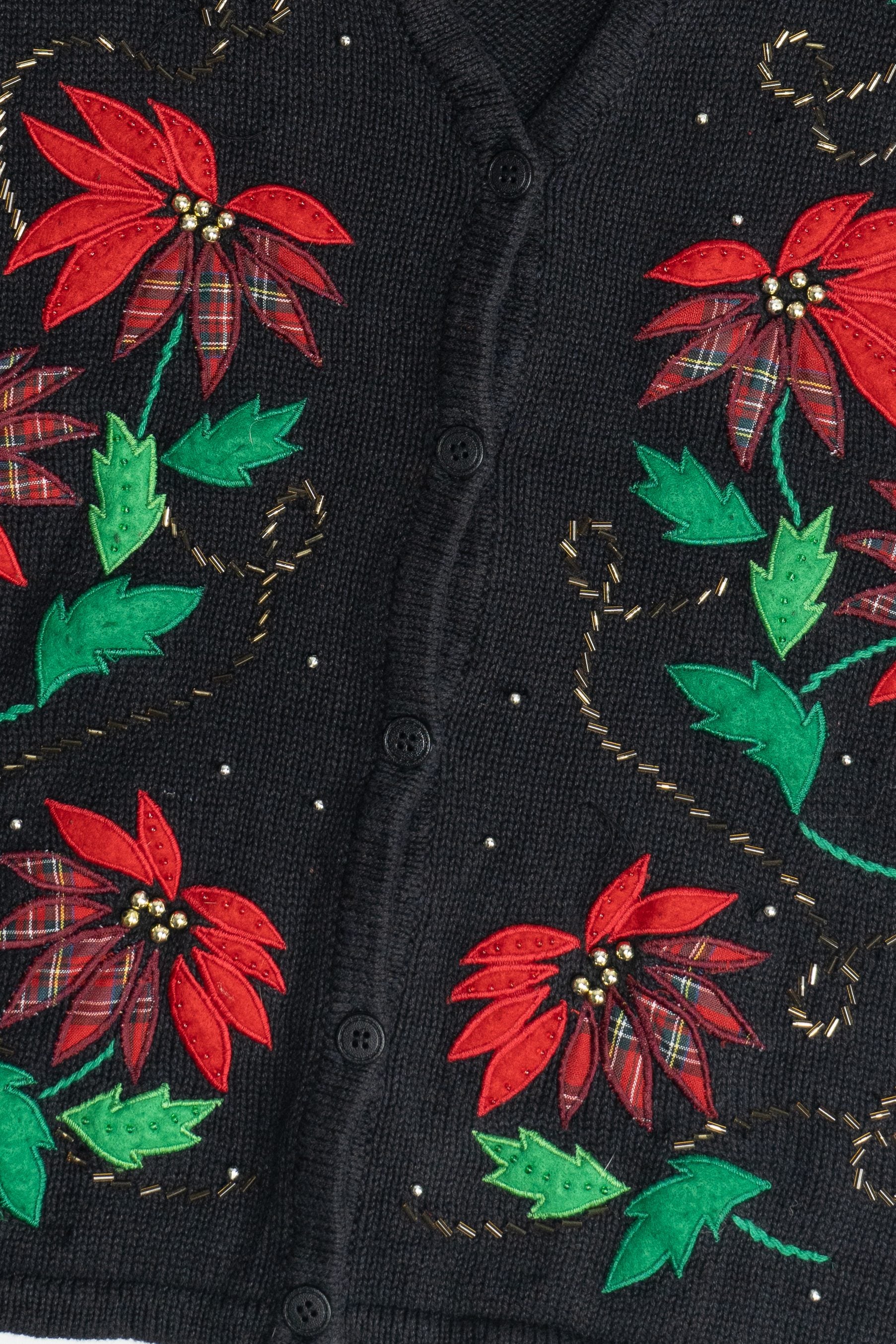 Vintage Bobbie Brooks Poinsettias Ugly Christmas Vest (1990s)