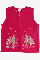 Vintage Quacker Factory Gold Christmas Trees Ugly Christmas Vest (2000s)