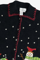 Vintage Coldwater Creek Felted Wool Snowmen Ugly Christmas Vest (2000s)