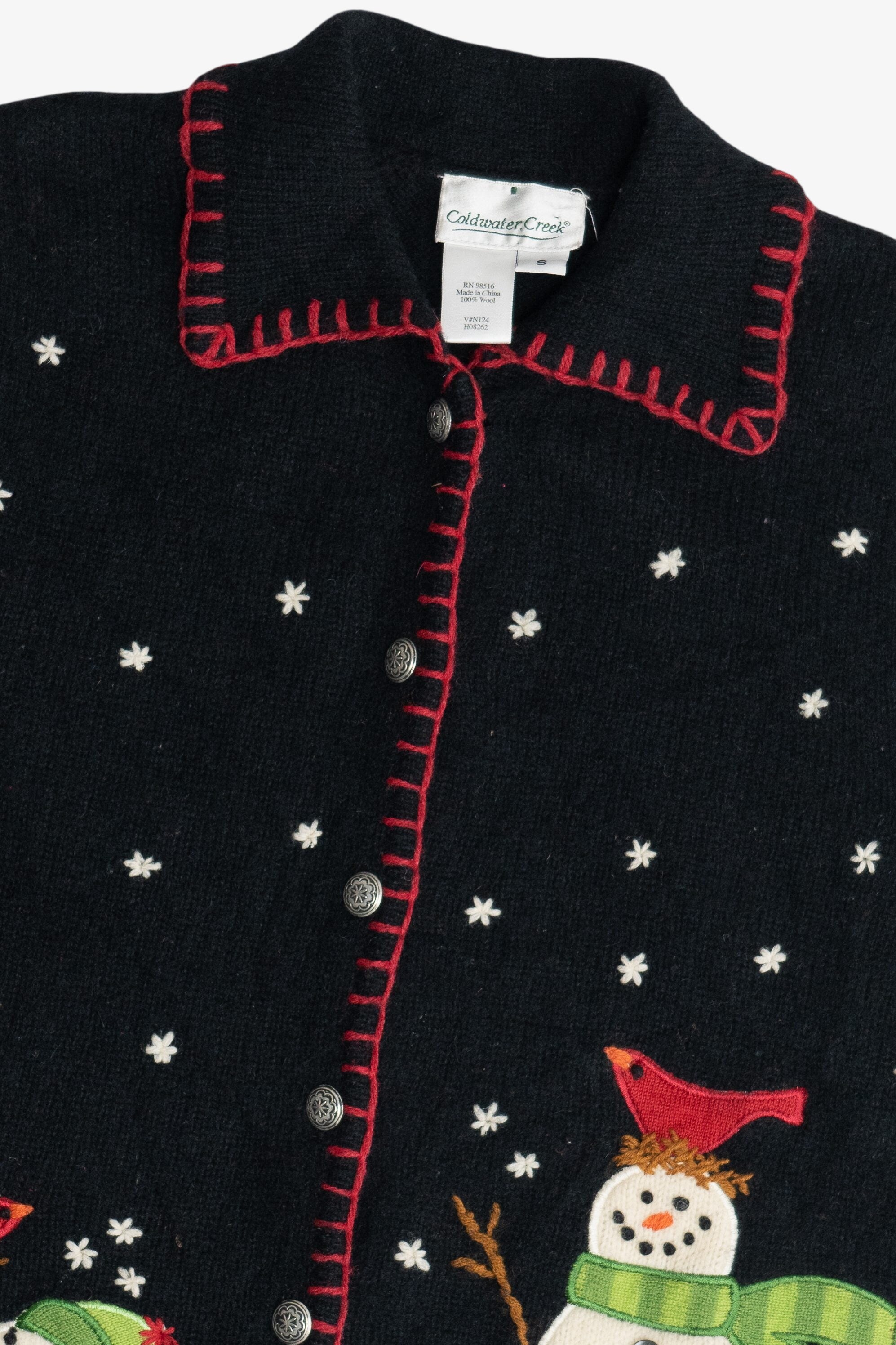 Vintage Coldwater Creek Felted Wool Snowmen Ugly Christmas Vest (2000s)
