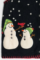 Vintage Coldwater Creek Felted Wool Snowmen Ugly Christmas Vest (2000s)