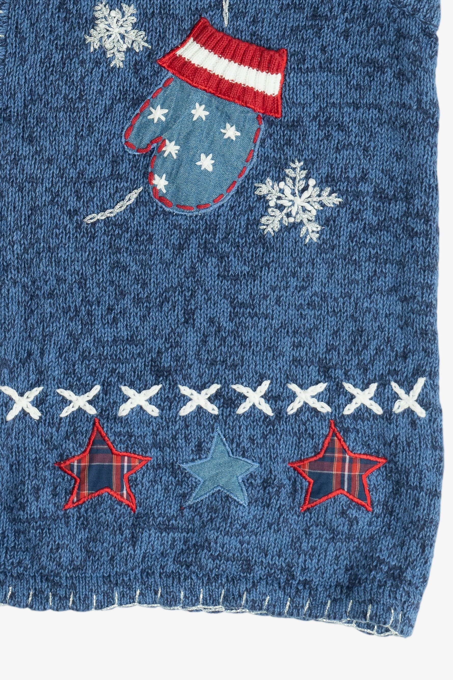 Vintage Americana Red White & Blue Mittens & Snow Ugly Christmas Vest (1990s)