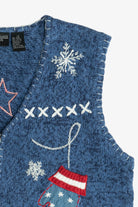 Vintage Americana Red White & Blue Mittens & Snow Ugly Christmas Vest (1990s)