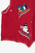 Vintage Sledding Snowmen Ugly Christmas Vest (1990s)