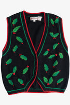 Vintage Holly & Ivy Embroidered Ugly Christmas Vest (1990s)