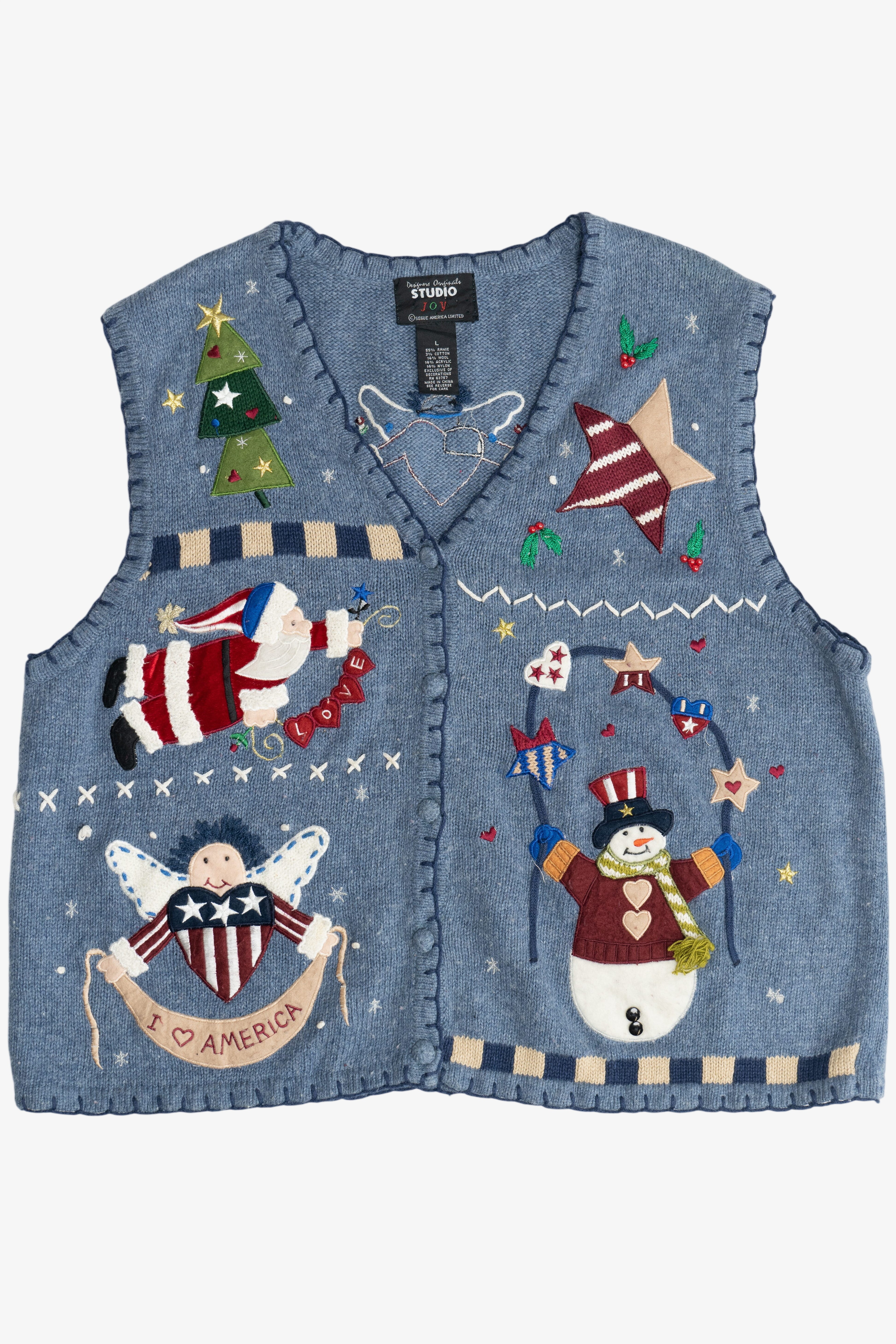 Vintage Americana "I Love America" Ugly Christmas Vest (1990s)