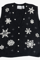 Vintage Croft & Barrow Hand Knit Snowflakes Christmas Vest (1990s)