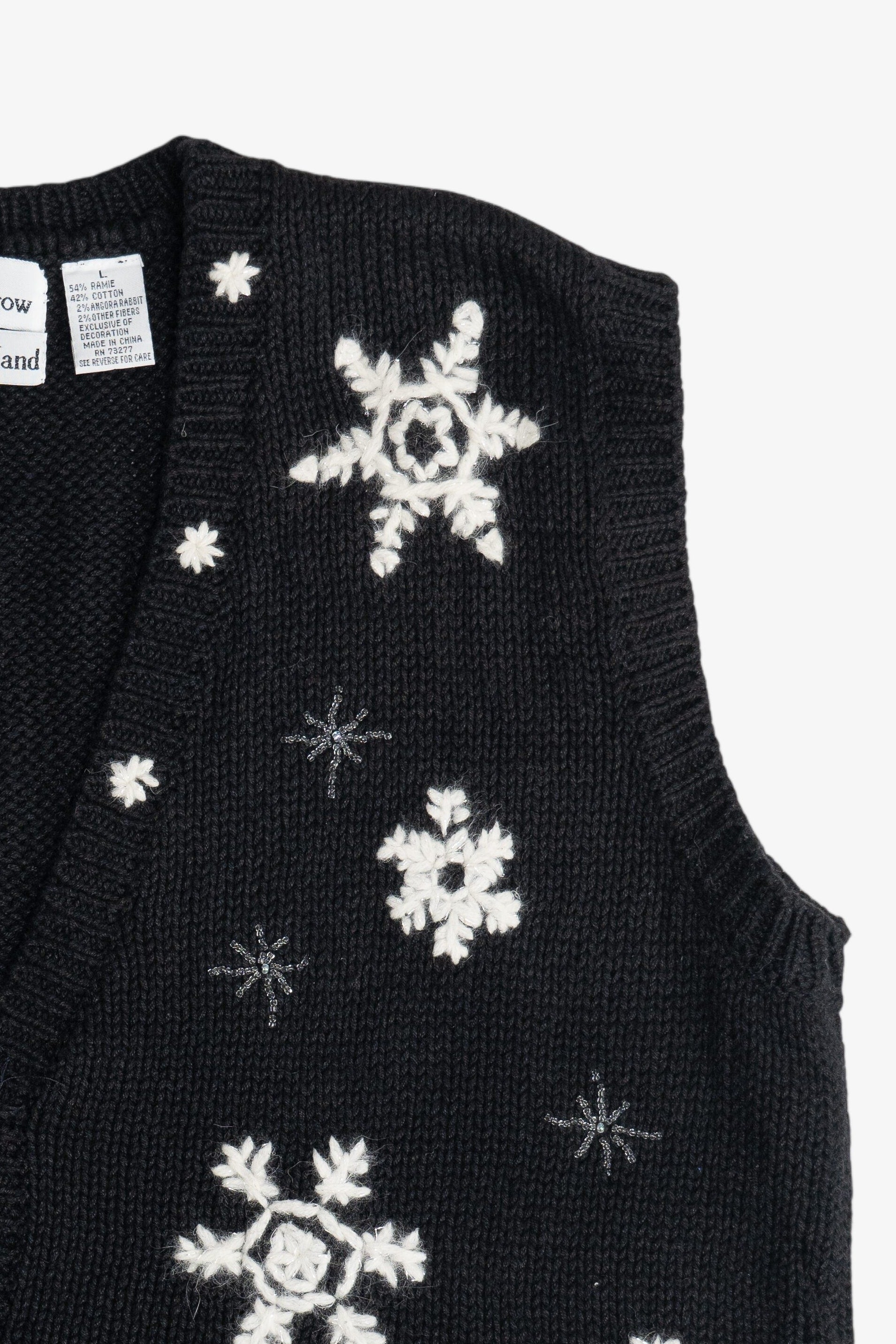 Vintage Croft & Barrow Hand Knit Snowflakes Christmas Vest (1990s)