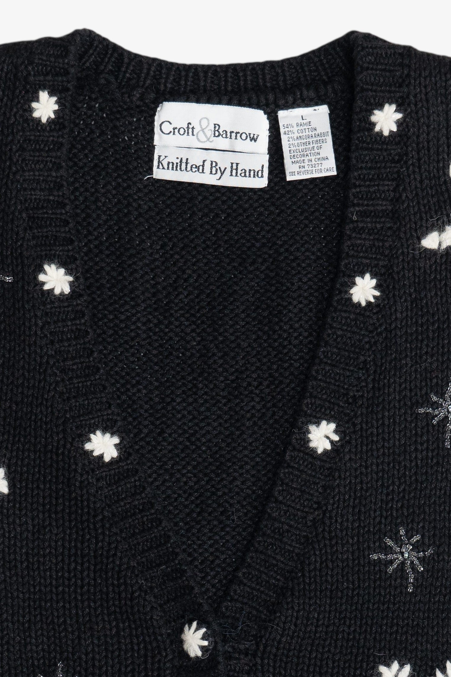 Vintage Croft & Barrow Hand Knit Snowflakes Christmas Vest (1990s)