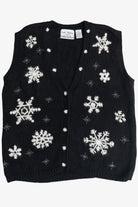 Vintage Croft & Barrow Hand Knit Snowflakes Christmas Vest (1990s)