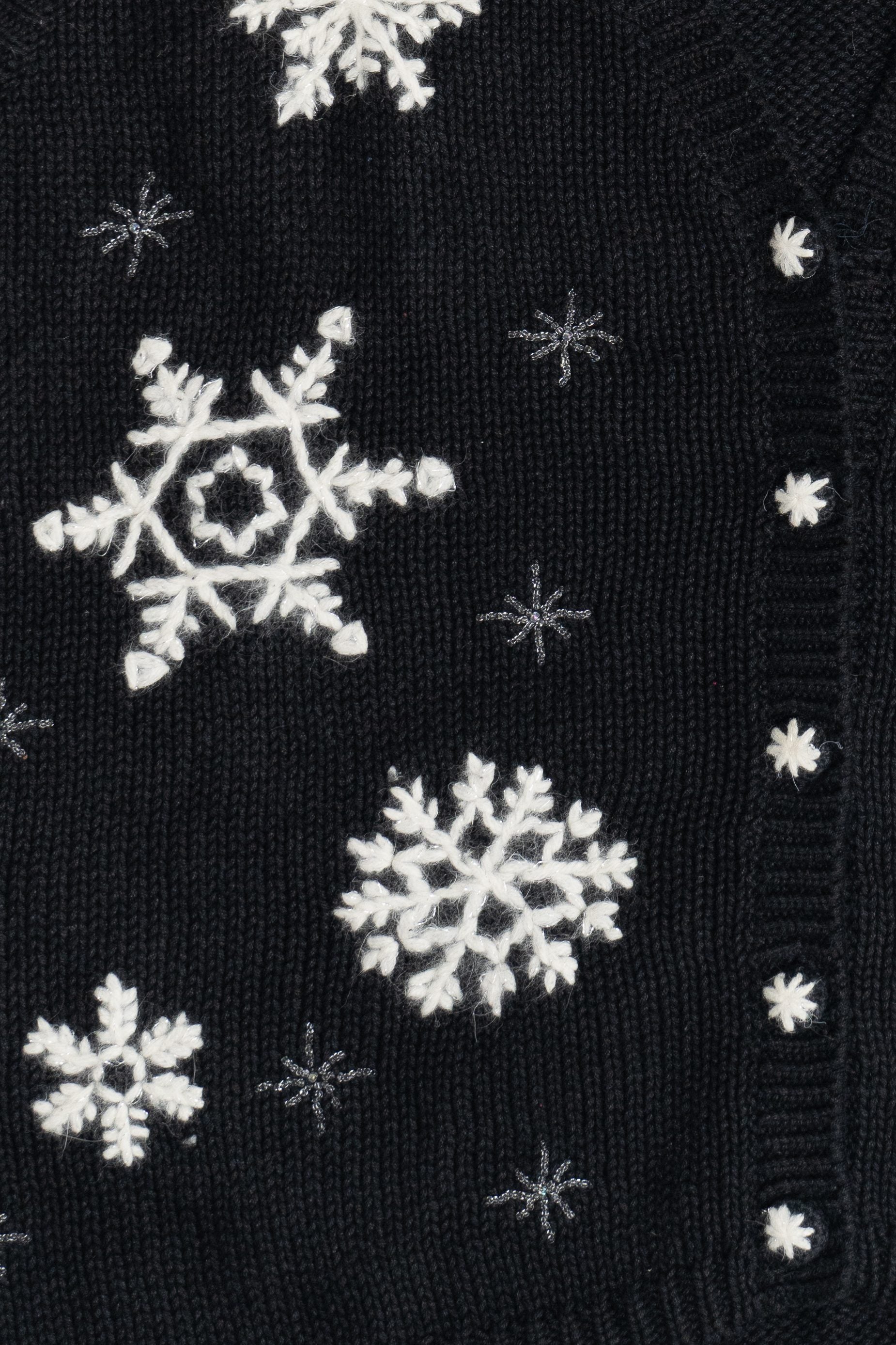 Vintage Croft & Barrow Hand Knit Snowflakes Christmas Vest (1990s)