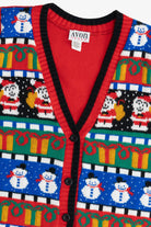Vintage Avon Bold Pattern Knit Ugly Christmas Vest (1990s)
