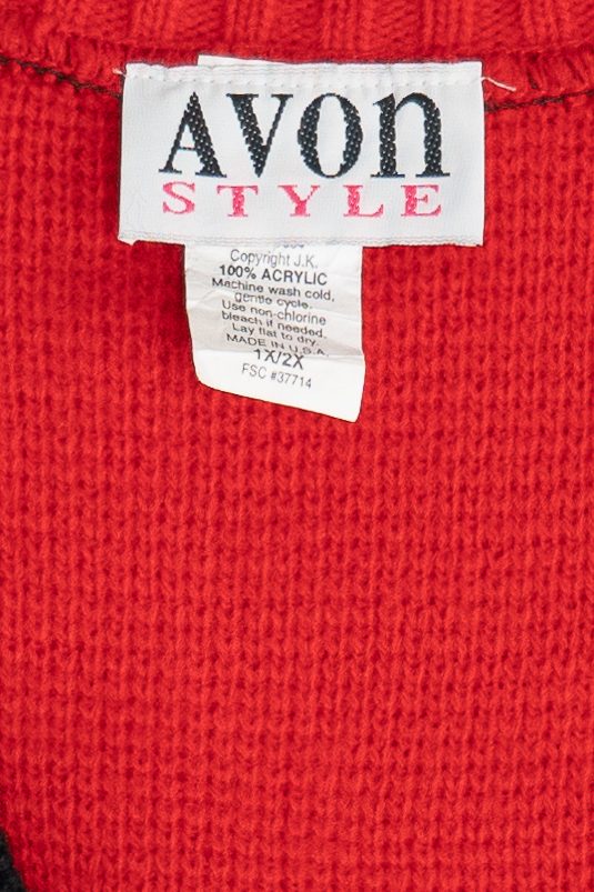 Vintage Avon Bold Pattern Knit Ugly Christmas Vest (1990s)