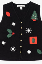 Vintage Black Crystal Kobe Ugly Christmas Vest (1990s)