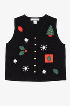 Vintage Black Crystal Kobe Ugly Christmas Vest (1990s)