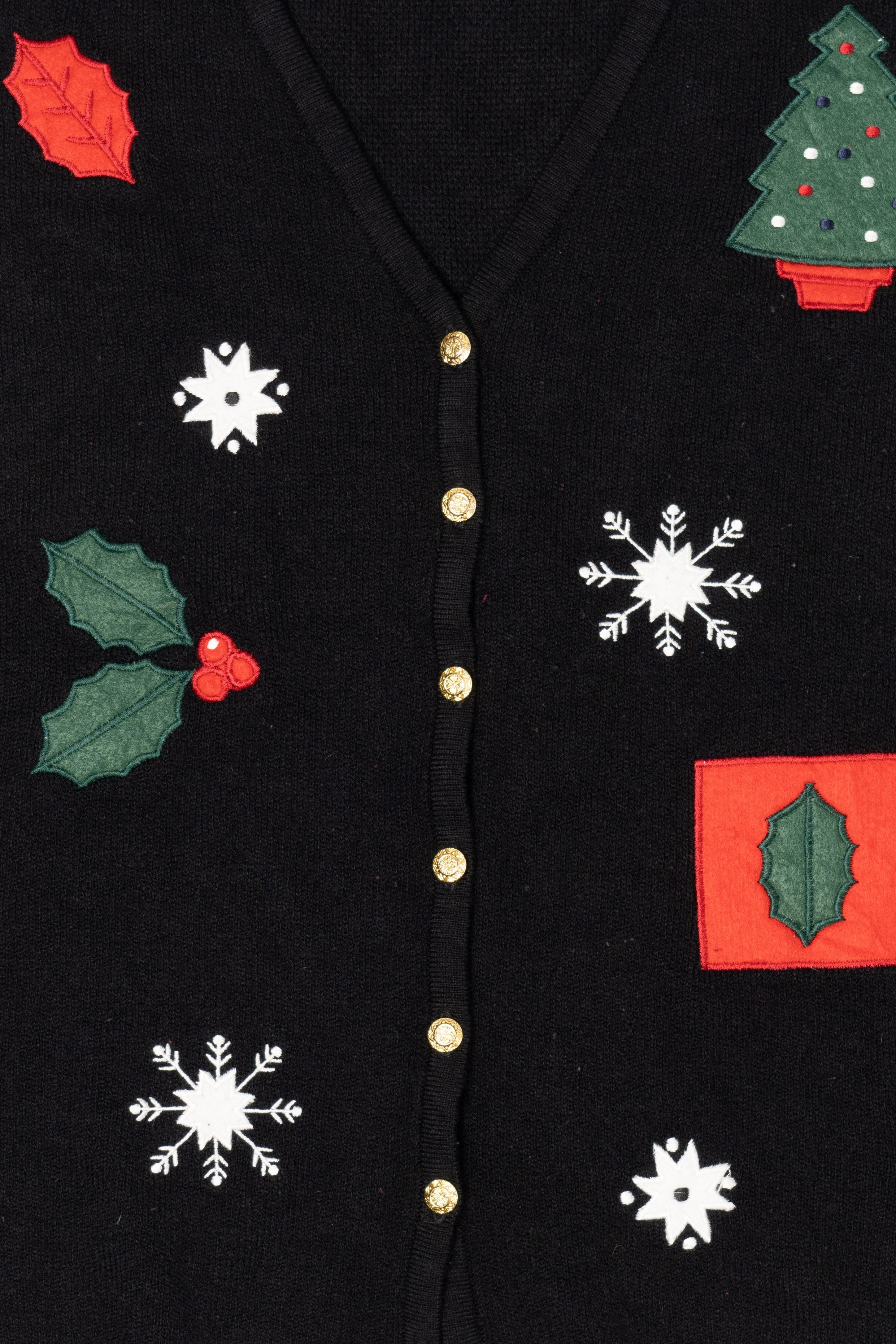 Vintage Black Crystal Kobe Ugly Christmas Vest (1990s)