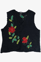 Vintage Black Designers Originals Studio Poinsettia Christmas Vest (1990s)