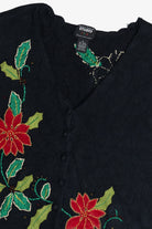 Vintage Black Designers Originals Studio Poinsettia Christmas Vest (1990s)