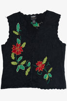 Vintage Black Designers Originals Studio Poinsettia Christmas Vest (1990s)