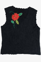 Vintage Black Designers Originals Studio Poinsettia Christmas Vest (1990s)