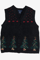 Vintage Eagle's Eye Christmas Trees Ugly Christmas Vest (1990s)