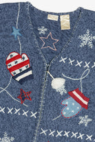 Vintage Americana Red White & Blue Mittens & Snow Ugly Christmas Vest (1990s)