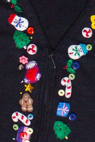 Vintage Holiday Fun Button Zip Up Lightweight Ugly Christmas Vest
