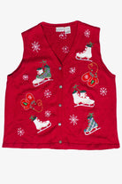 Basic Editions Holiday Skates and Mittens Ugly Christmas Vest 