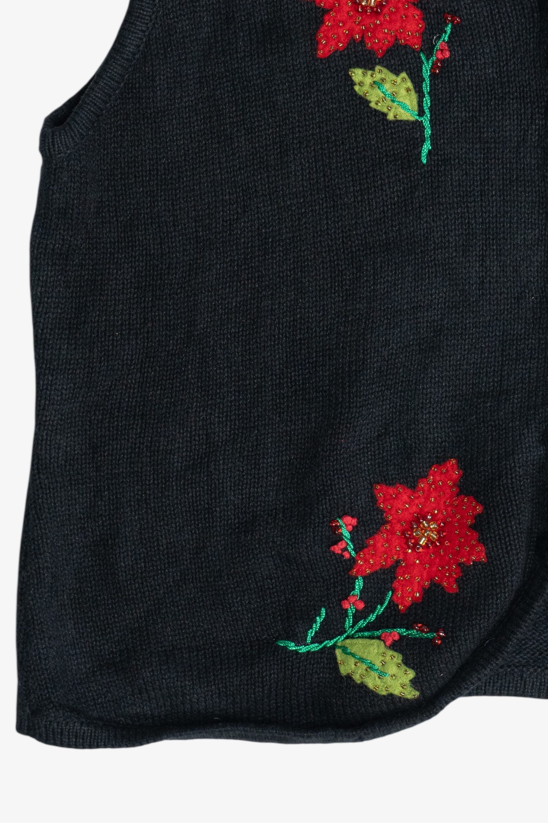 Vintage Designers Originals Studio Poinsettia Ugly Christmas Vest (1990s)