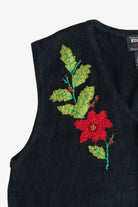 Vintage Designers Originals Studio Poinsettia Ugly Christmas Vest (1990s)
