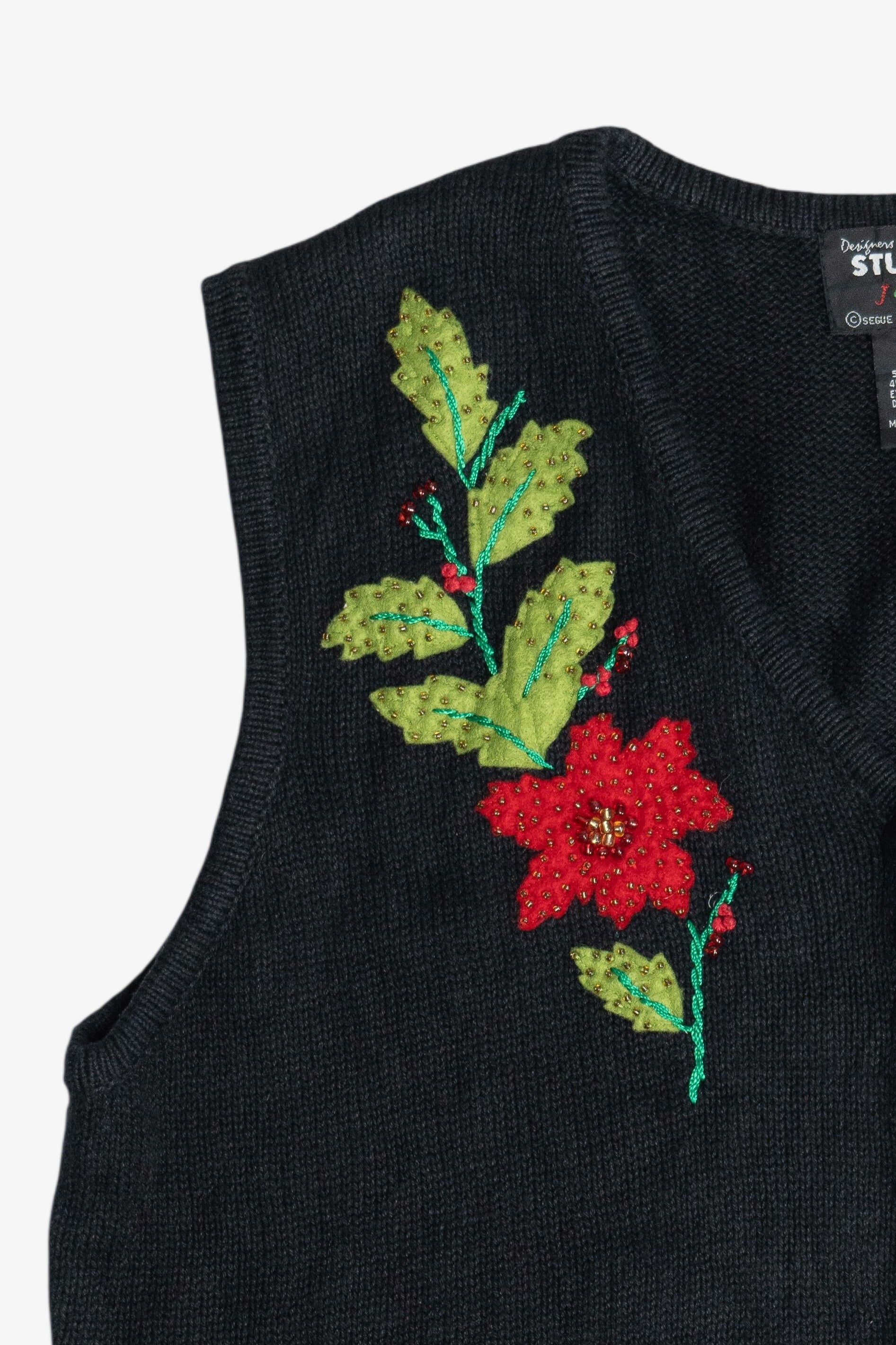Vintage Designers Originals Studio Poinsettia Ugly Christmas Vest (1990s)