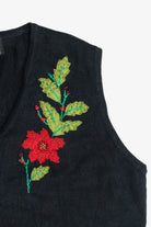 Vintage Designers Originals Studio Poinsettia Ugly Christmas Vest (1990s)