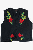 Vintage Designers Originals Studio Poinsettia Ugly Christmas Vest (1990s)