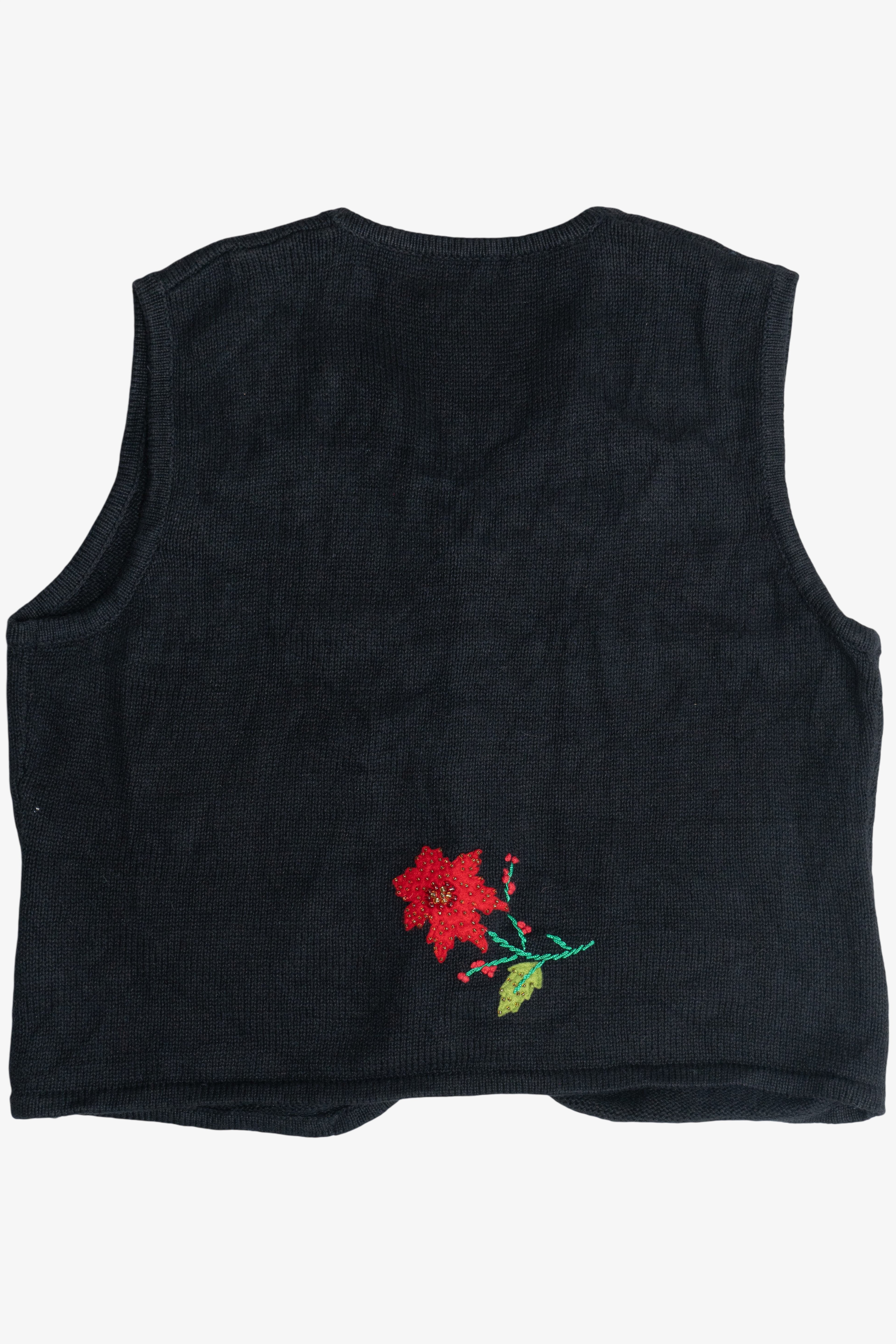 Vintage Designers Originals Studio Poinsettia Ugly Christmas Vest (1990s)