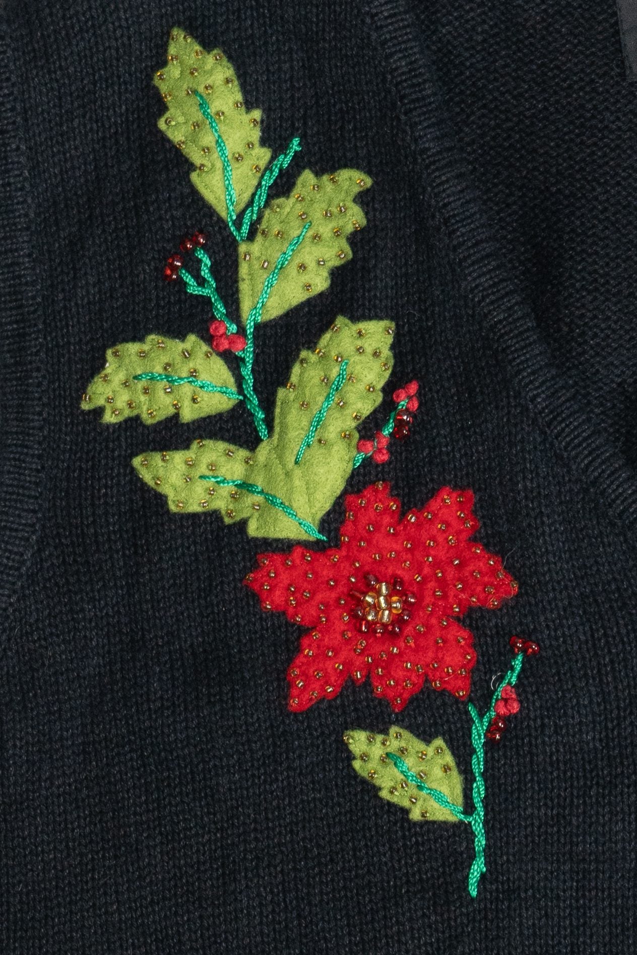 Vintage Designers Originals Studio Poinsettia Ugly Christmas Vest (1990s)