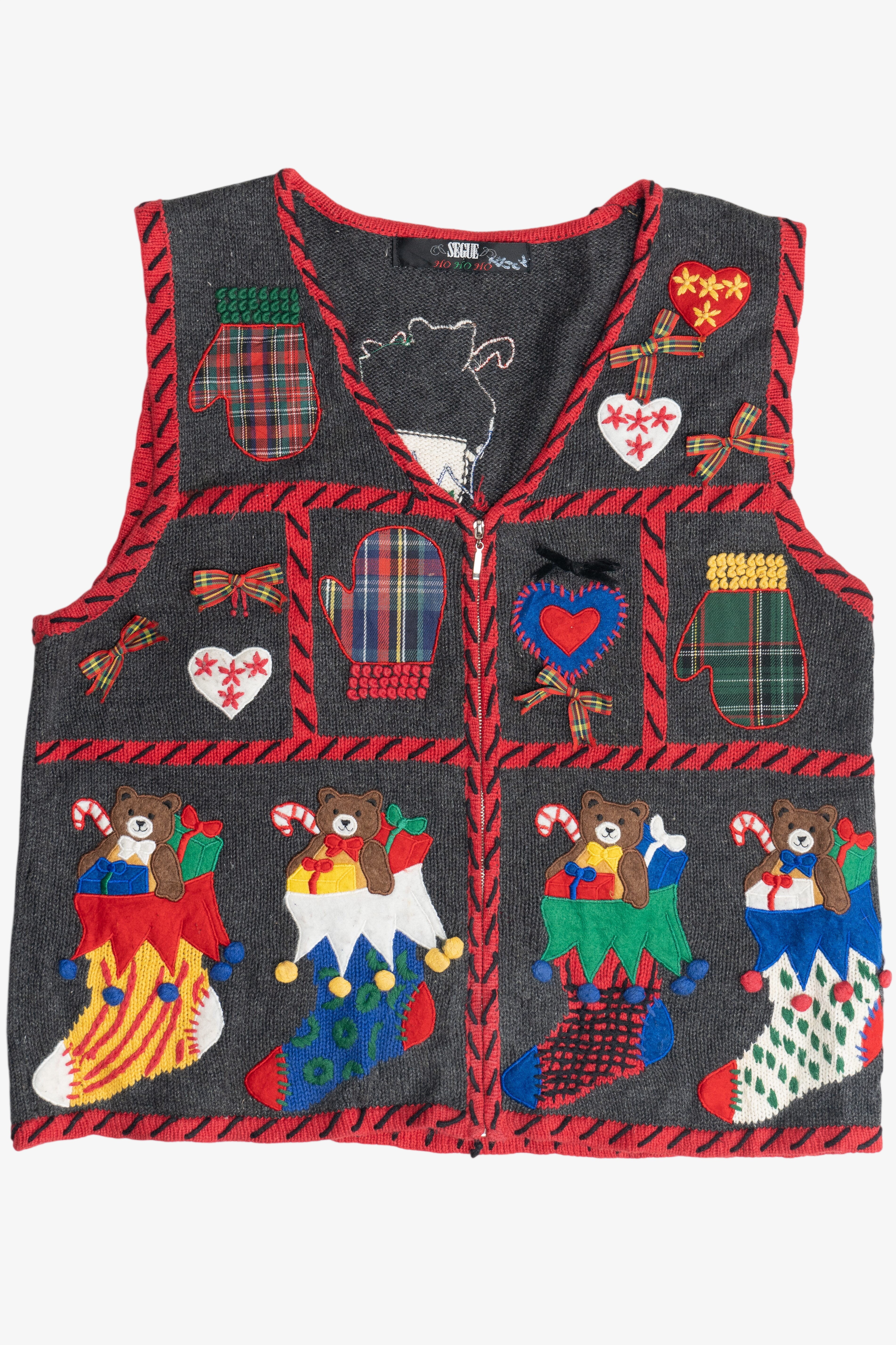Vintage Bears In Stockings Ugly Christmas Vest (1990s)