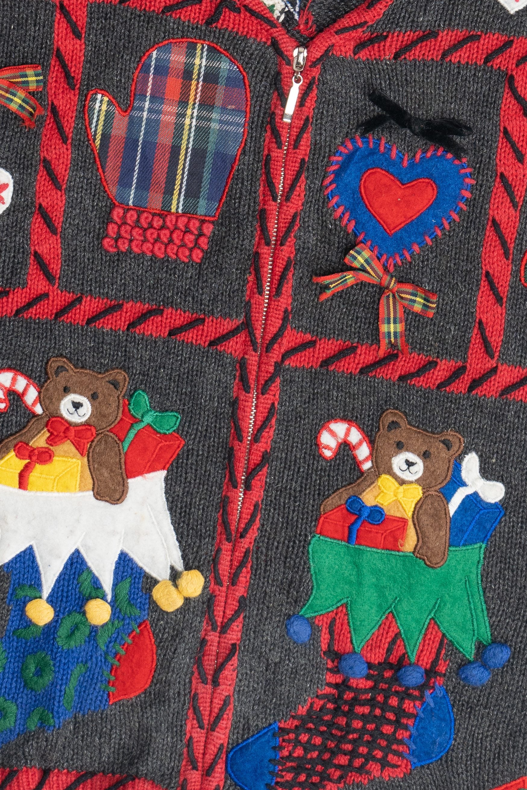 Vintage Bears In Stockings Ugly Christmas Vest (1990s)