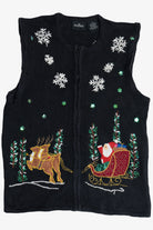 Vintage In Resource Santa & Reindeer Ugly Christmas Vest (1990s)