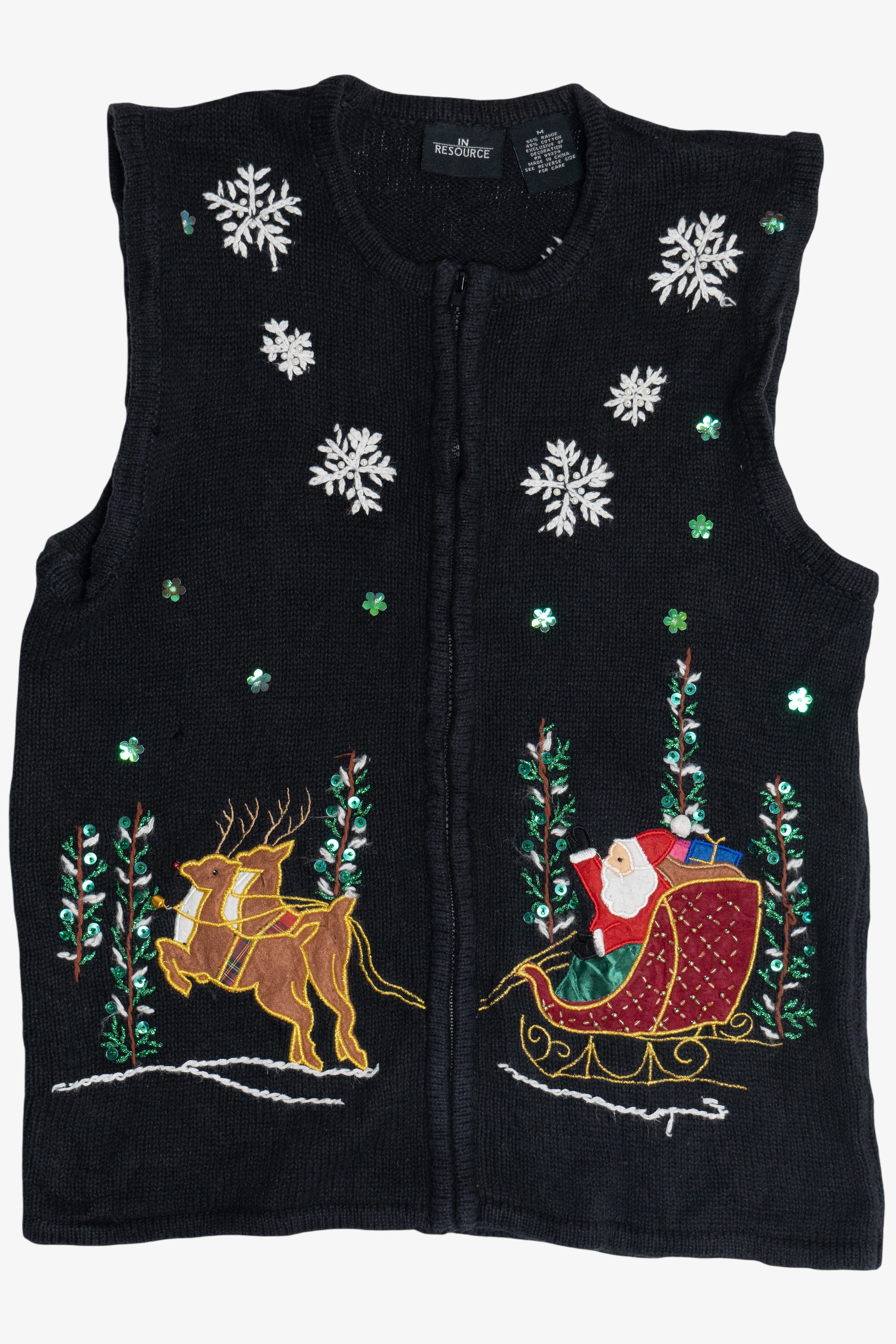 Vintage In Resource Santa & Reindeer Ugly Christmas Vest (1990s)