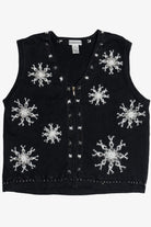 Vintage Snowflakes Zip-Up Ugly Christmas Vest (1990s)