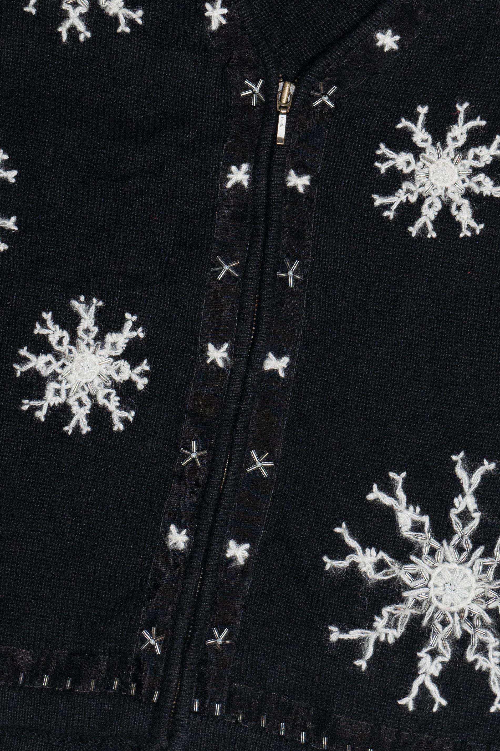 Vintage Snowflakes Zip-Up Ugly Christmas Vest (1990s)
