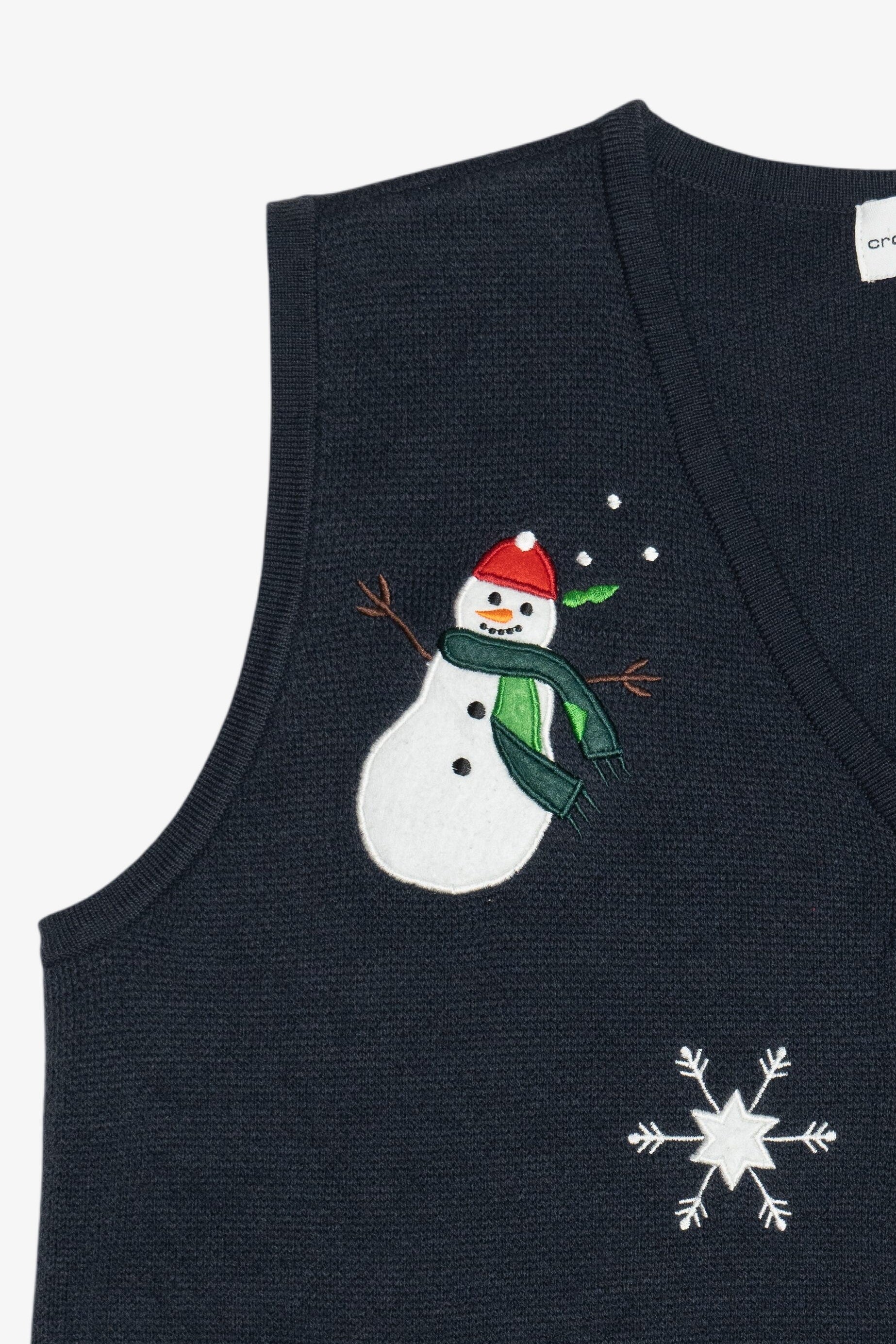 Vintage Croft & Barrow Snowmen & Snowflakes Ugly Christmas Vest (1990s)