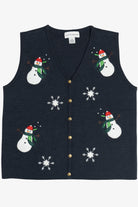 Vintage Croft & Barrow Snowmen & Snowflakes Ugly Christmas Vest (1990s)