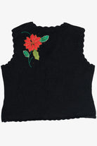 Vintage Black Poinsettia Ugly Christmas Vest (1990s)
