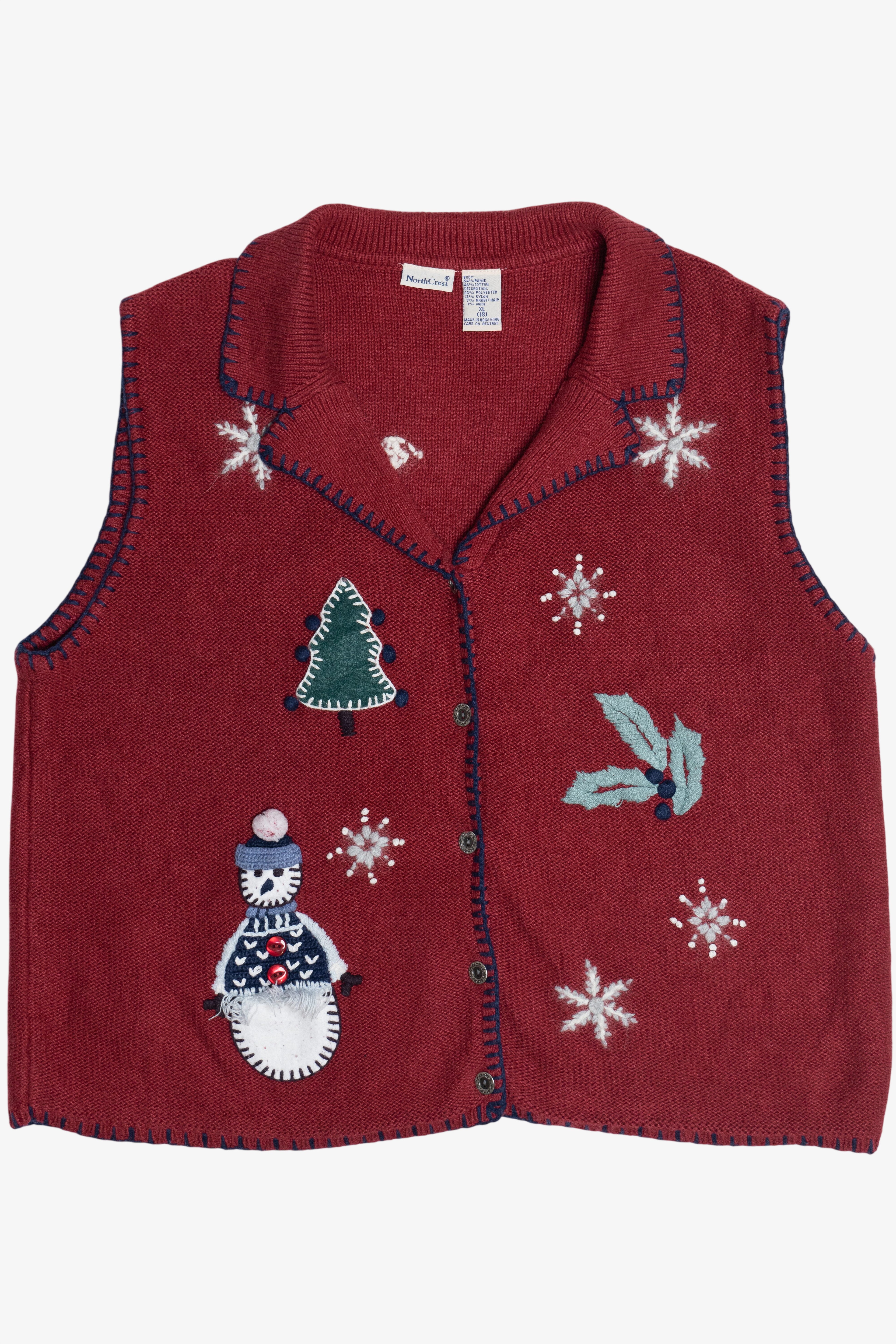 Vintage NorthCrest Snowman Ugly Christmas Vest (1990s)