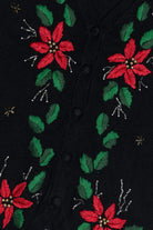 Vintage Embroidered Poinsettia Ugly Christmas Vest (1990s)