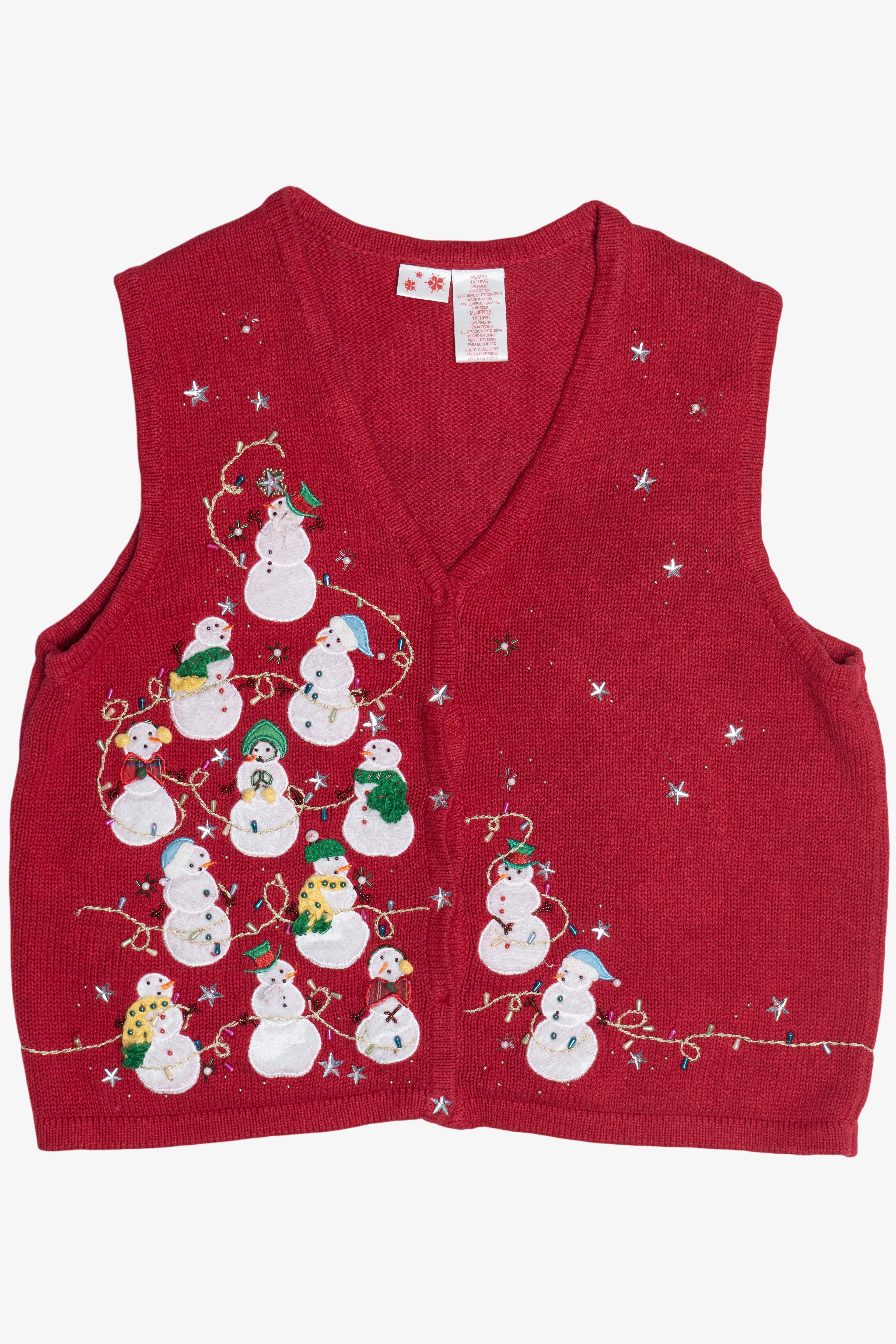 Vintage Red Snowmen Ugly Christmas Vest (2000s)