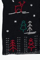 Vintage Holiday Stick Figures Embroidered Ugly Christmas Vest (1990s)