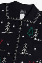 Vintage Holiday Stick Figures Embroidered Ugly Christmas Vest (1990s)